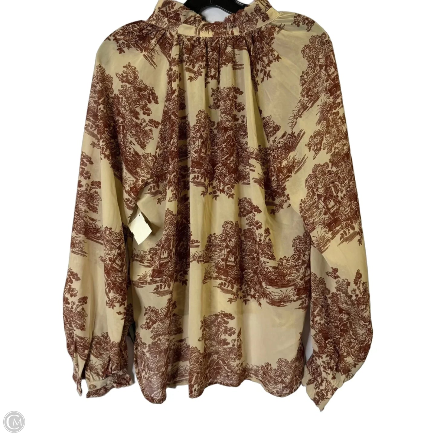 Blouse Long Sleeve By Saks Fifth Avenue In Brown, Size: S