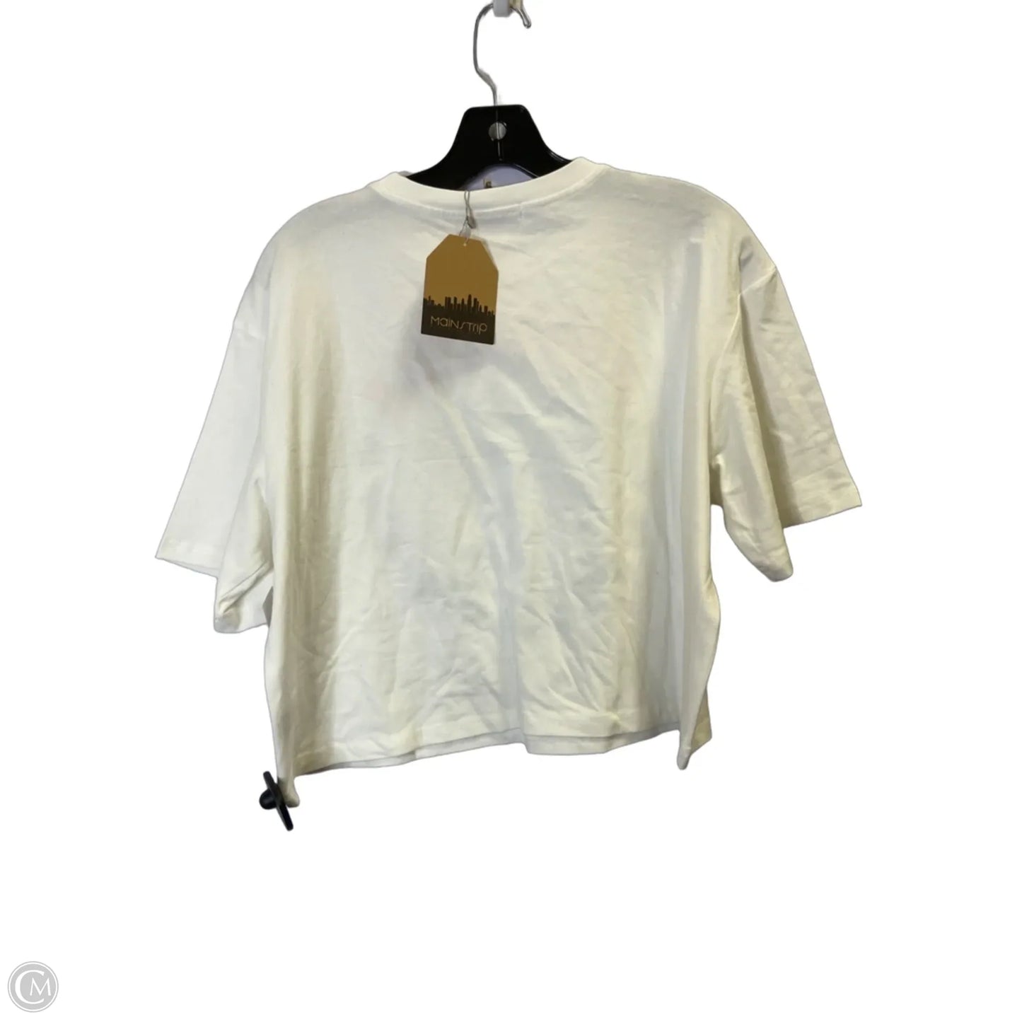 Top Short Sleeve Basic By Main Strip In Cream, Size: L