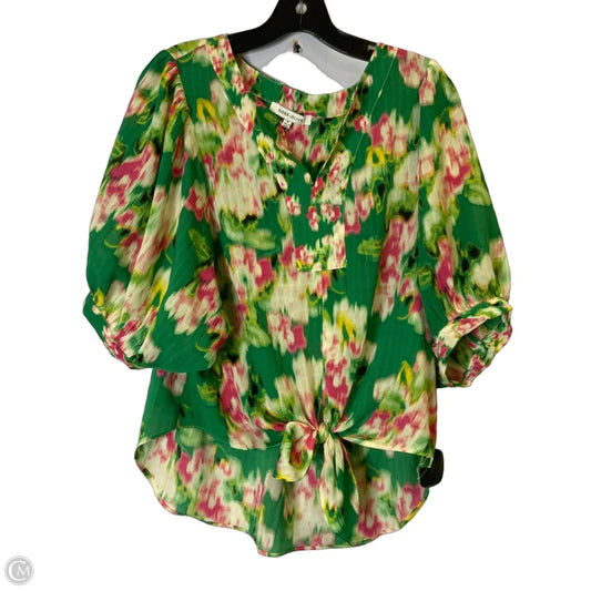 Blouse Short Sleeve By Rose And Olive In Green & Pink, Size: M