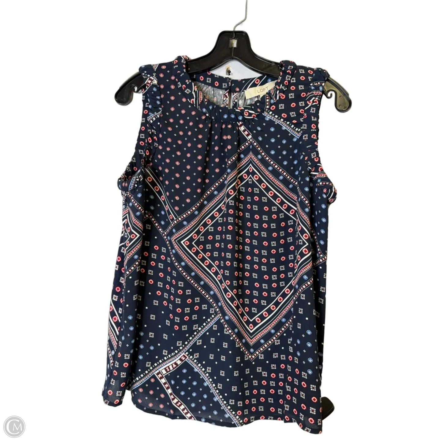 Blouse Sleeveless By Loft In Navy, Size: Lp