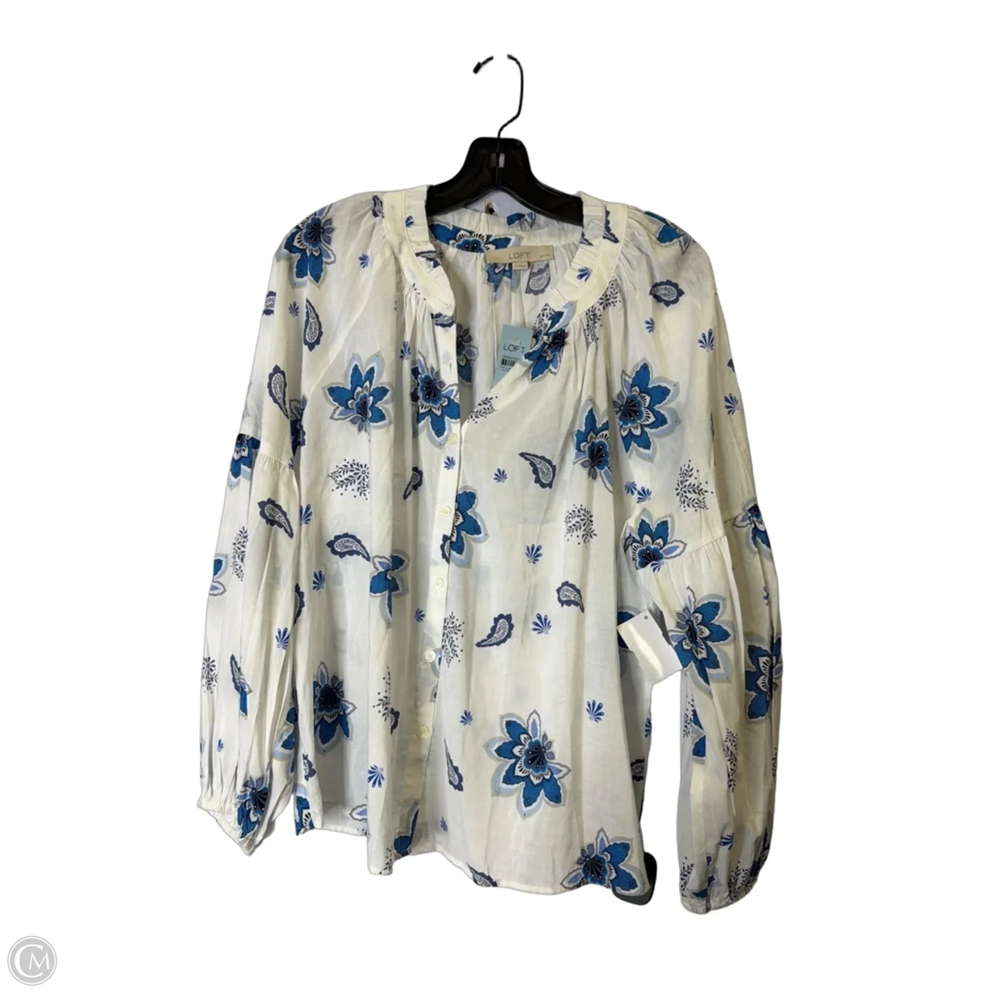 Blouse Long Sleeve By Loft In White, Size: LP