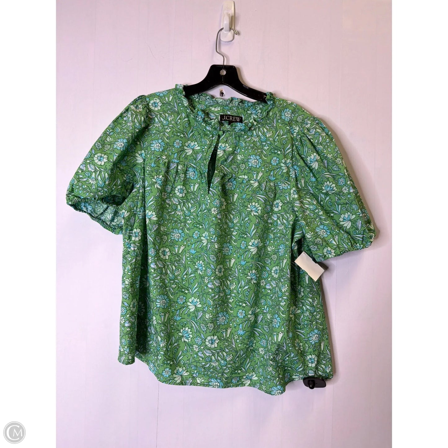 Blouse Short Sleeve By J. Crew In Blue & Green, Size: Xl