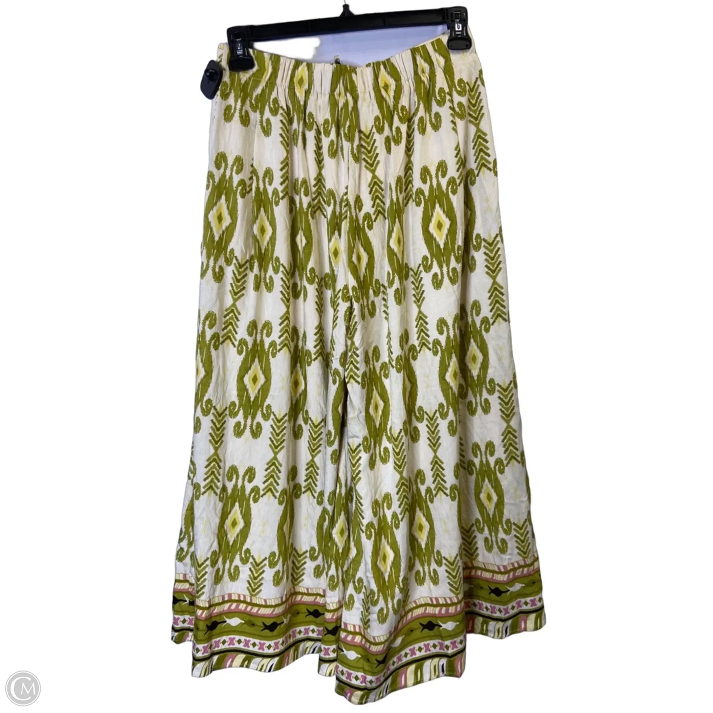 Pants Wide Leg By Umgee In Cream & Green, Size: M