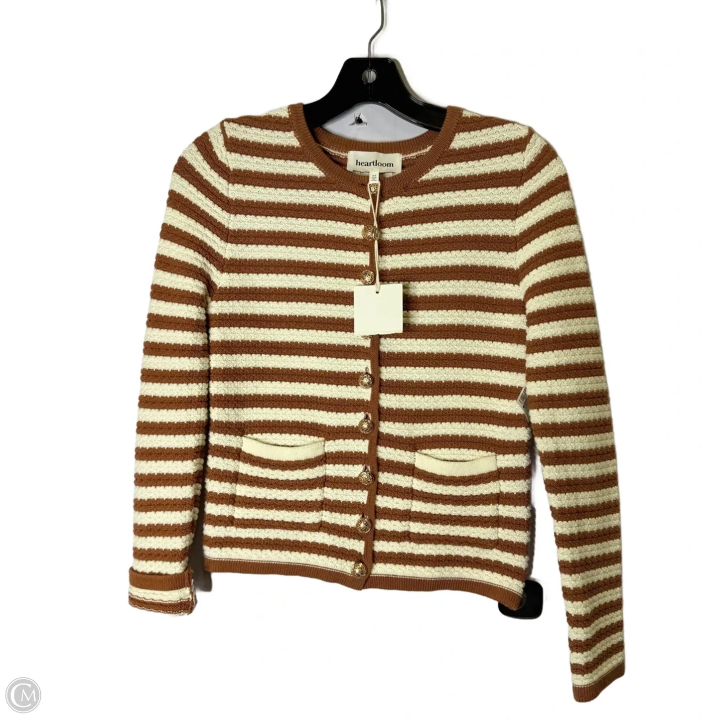 Cardigan By Heartloom In Brown & Cream, Size: Xs