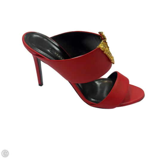 Shoes Luxury Designer By Versace In Red, Size: 10