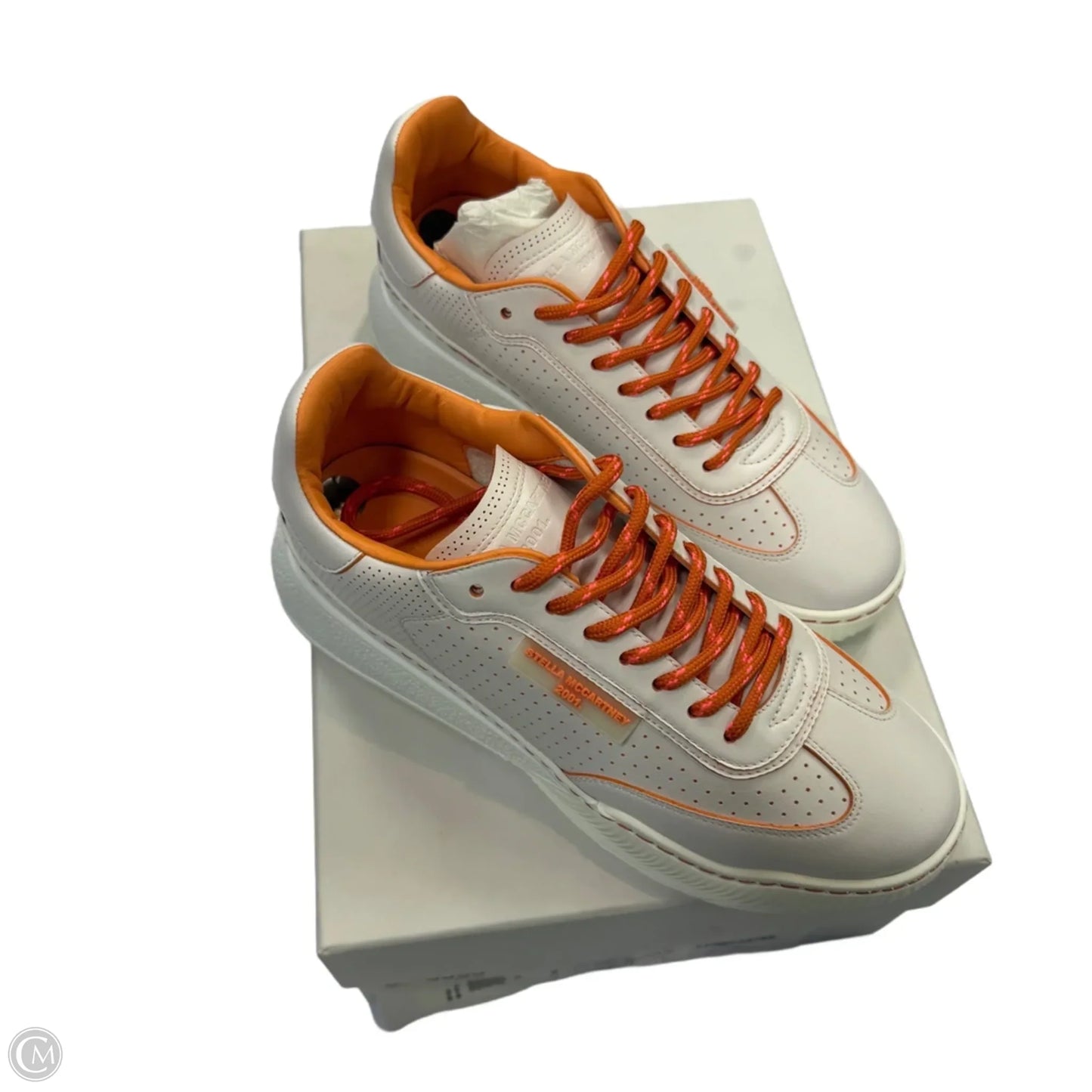 Shoes Luxury Designer By Stella Mccartney In Orange & White, Size: 10