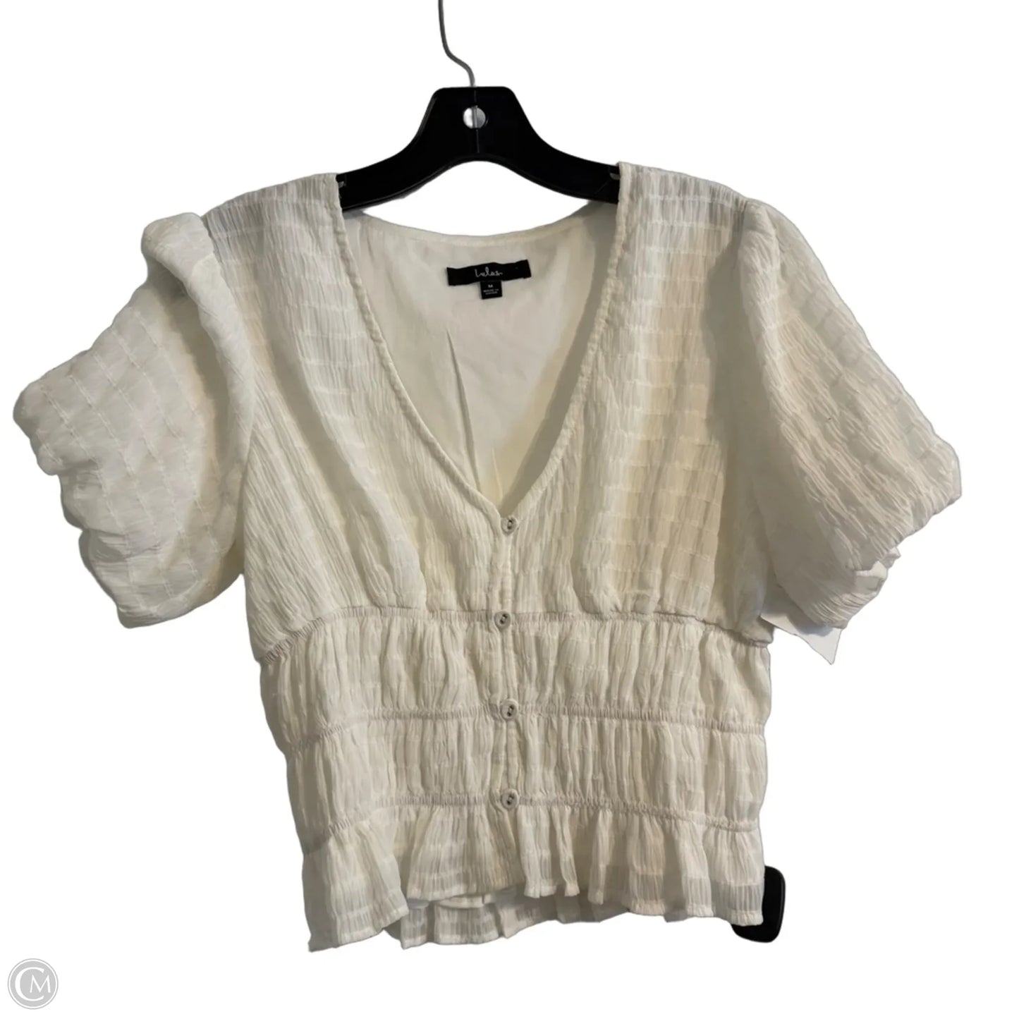 Blouse Short Sleeve By Lulus In White, Size: M
