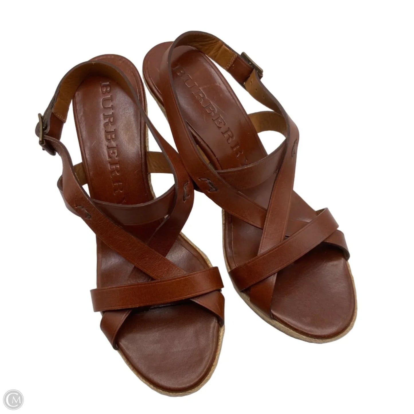 Sandals Luxury Designer By Burberry In Brown, Size: 10