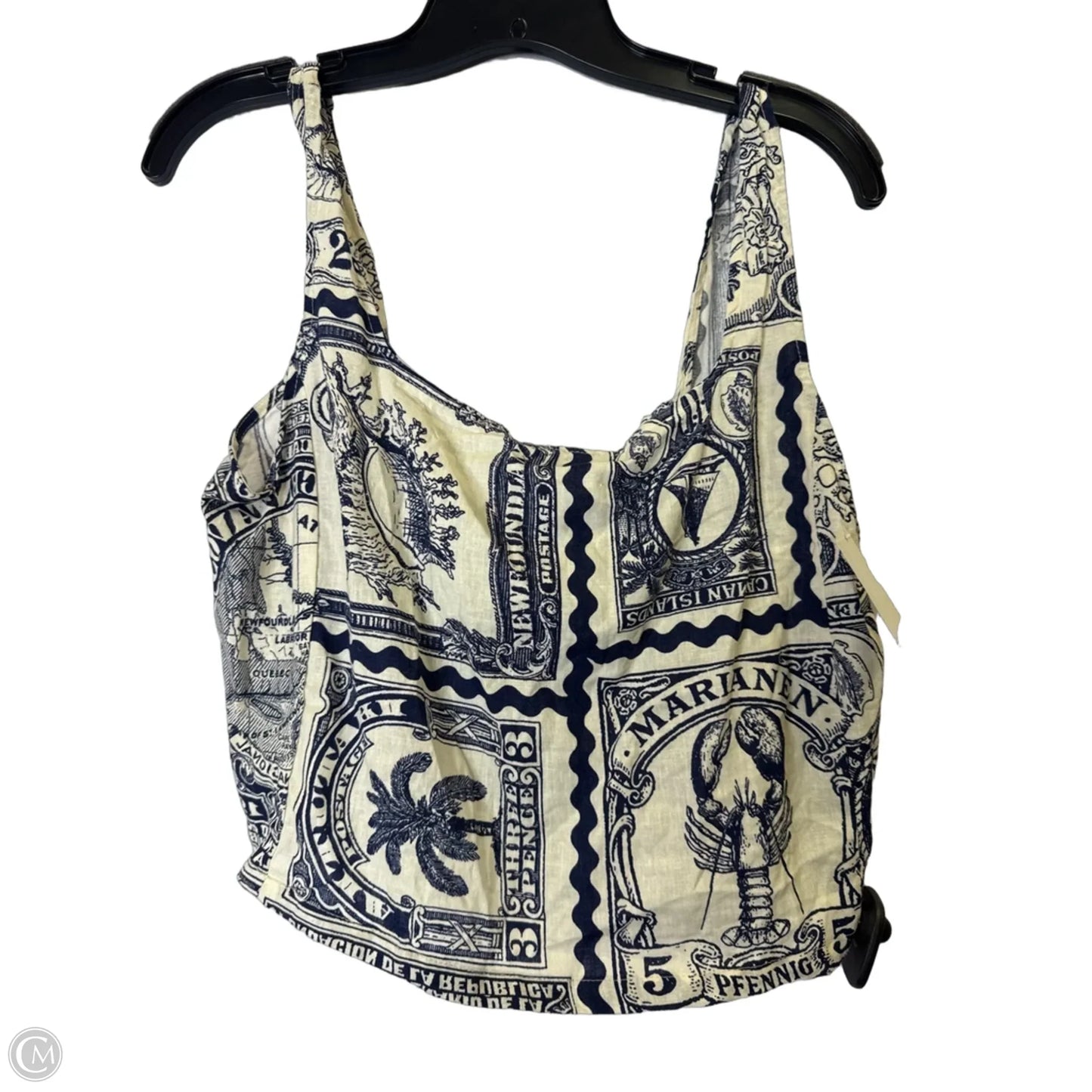 Top Sleeveless By Nicole Miller In Blue & Cream, Size: L