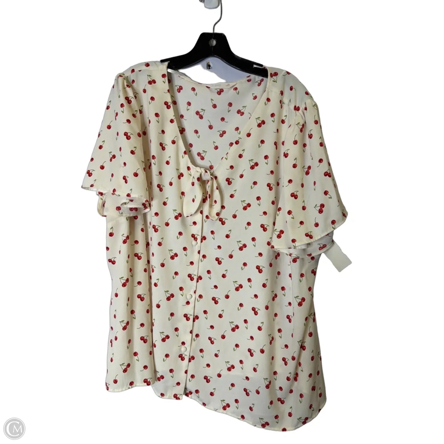 Top Short Sleeve By Lc Lauren Conrad In Cream & Red, Size: 3x
