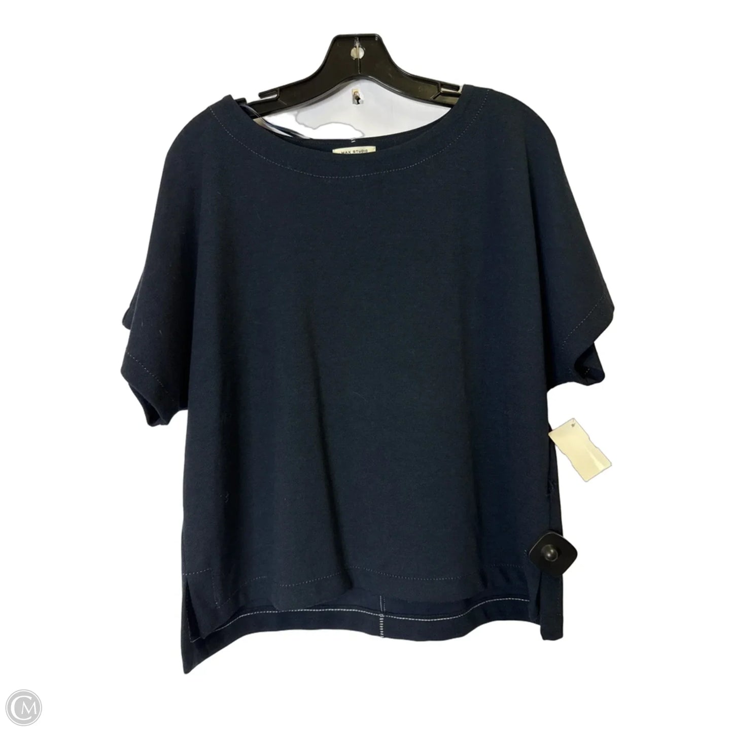 Top Short Sleeve By Max Studio In Navy, Size: L