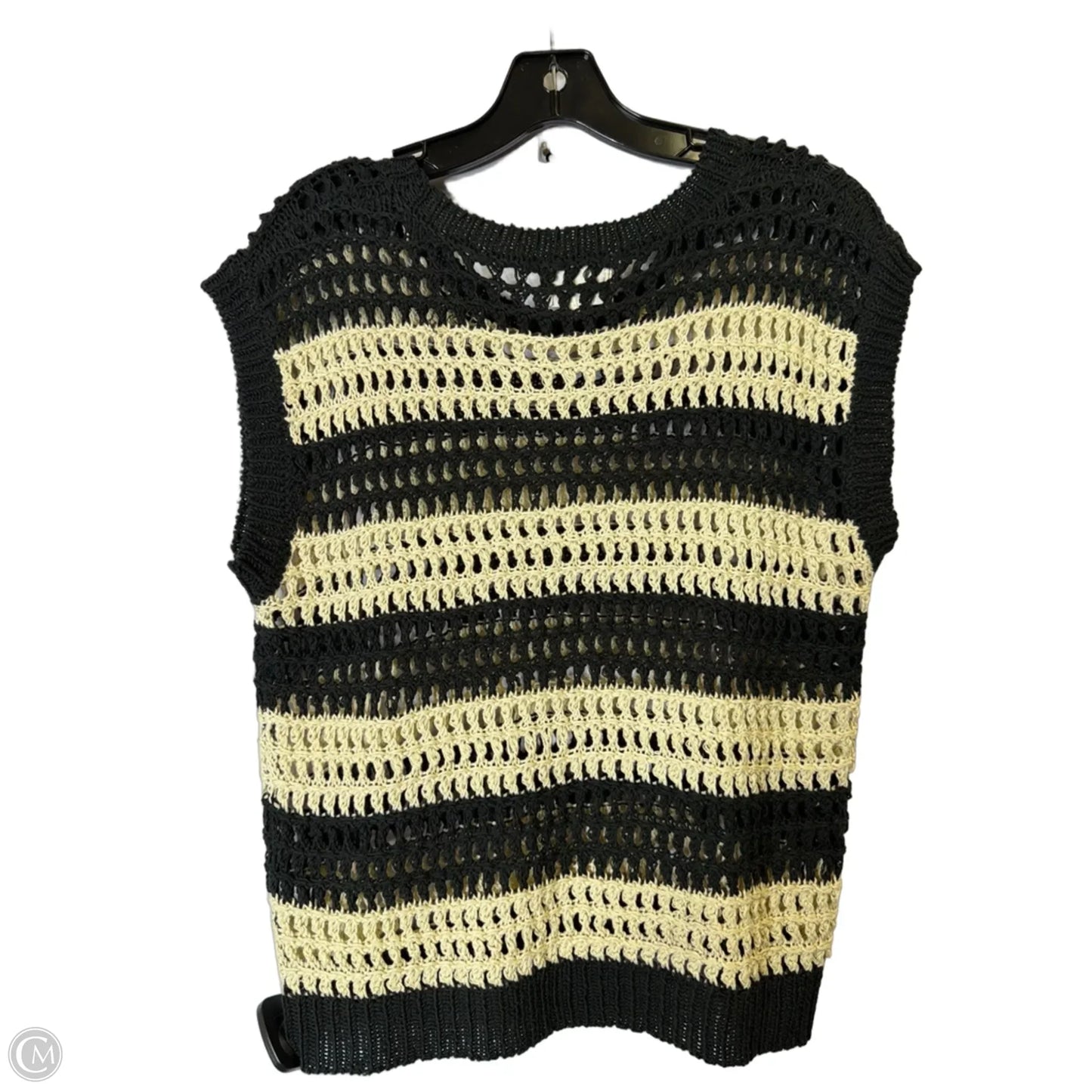 Vest Sweater By Clothes Mentor In Black & Cream, Size: M