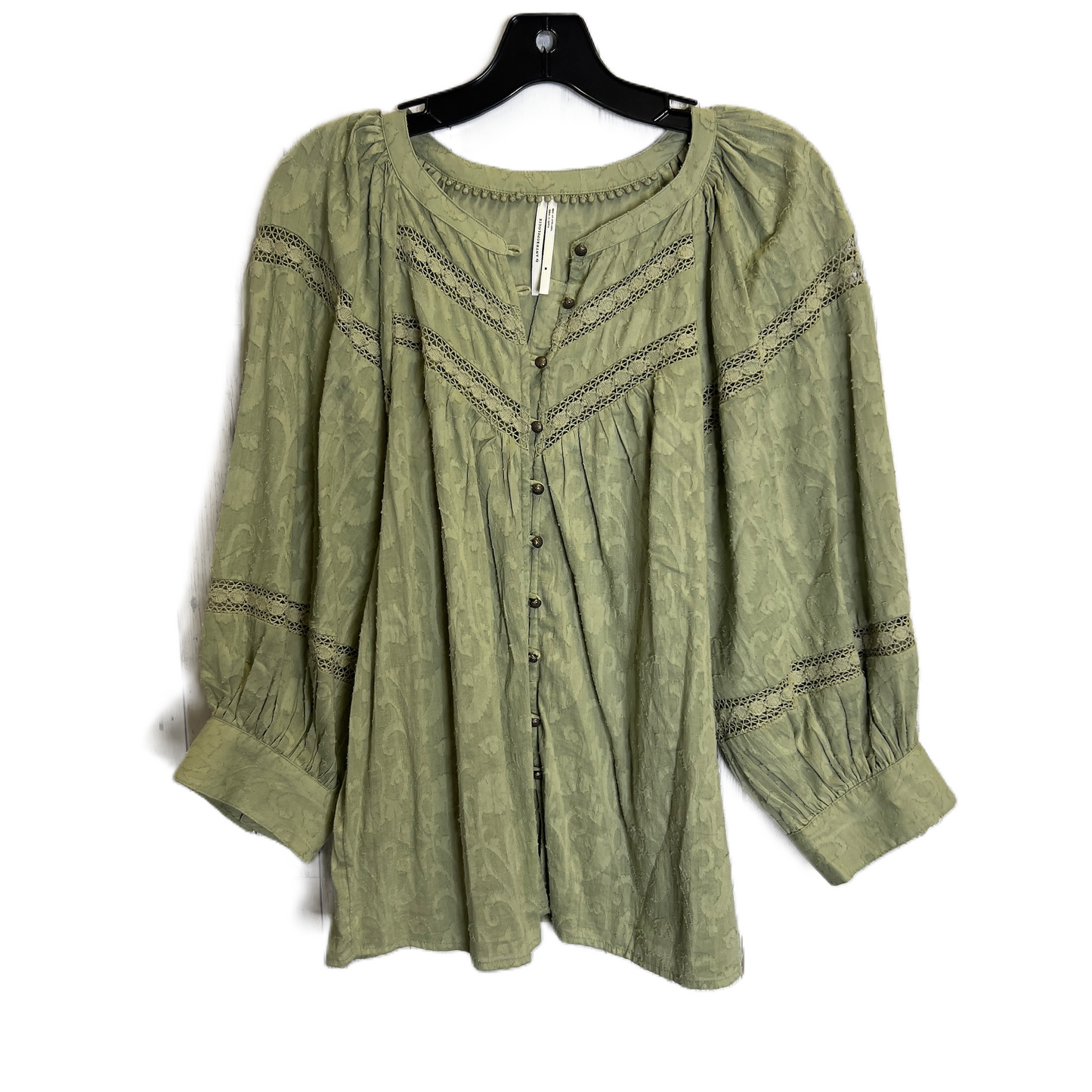 Top Long Sleeve By Anthropologie In Green, Size: M