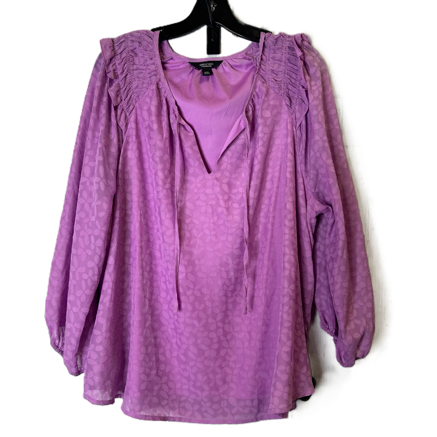 Purple Top Long Sleeve By Simply Vera, Size: Xxl