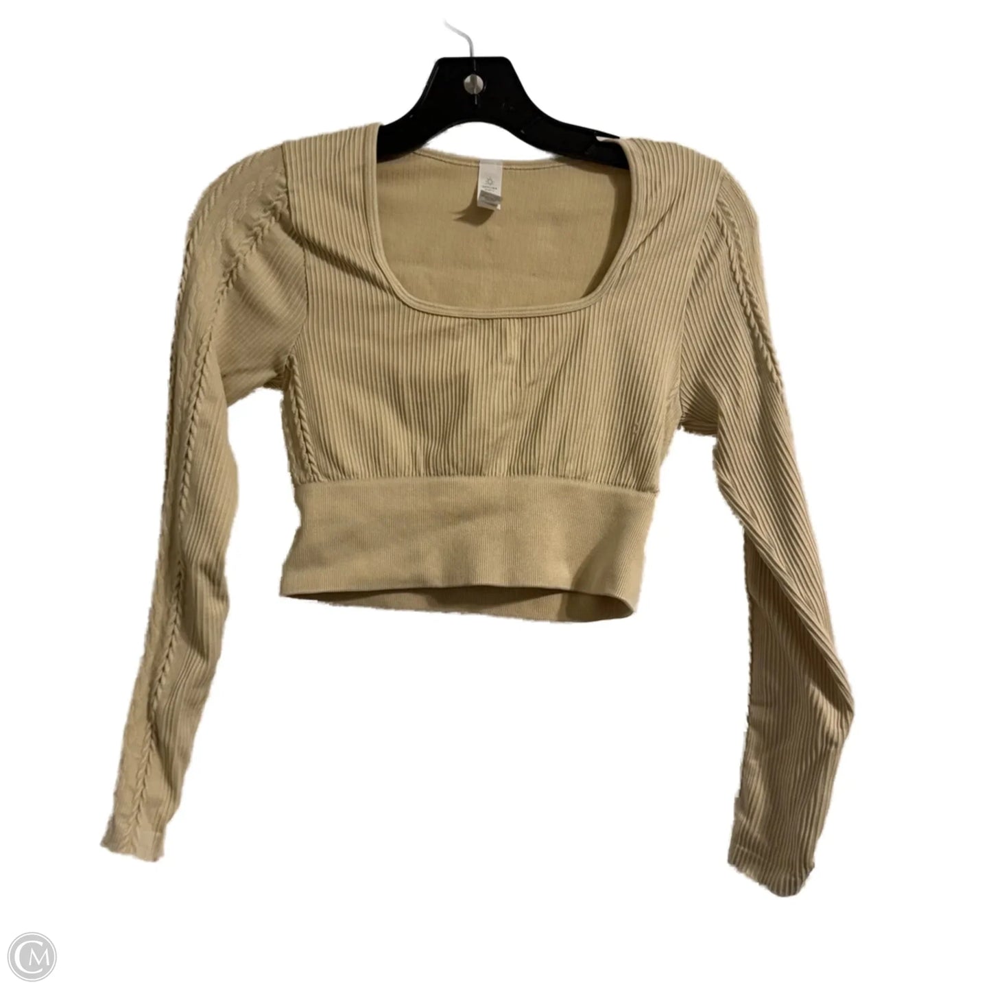 Athletic Top Long Sleeve Collar By Aerie In Cream, Size: S