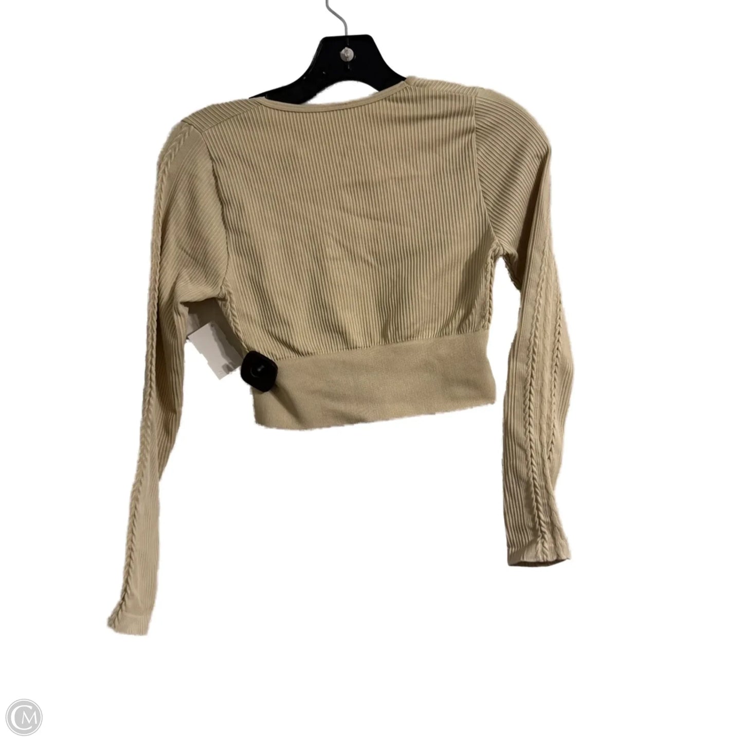 Athletic Top Long Sleeve Collar By Aerie In Cream, Size: S