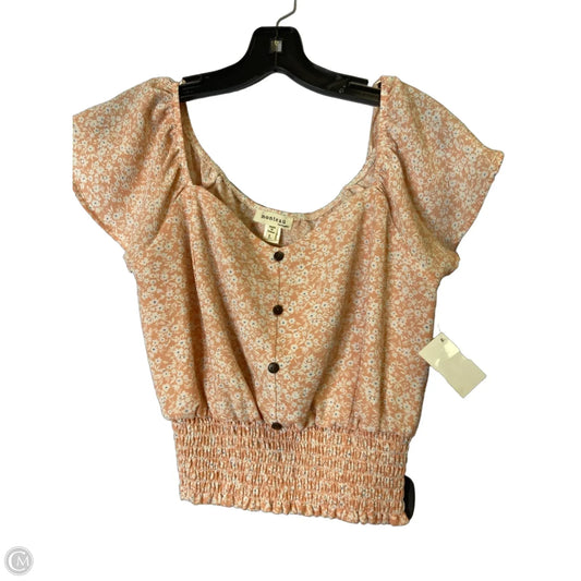 Top Short Sleeve By Monteau In Orange, Size: L