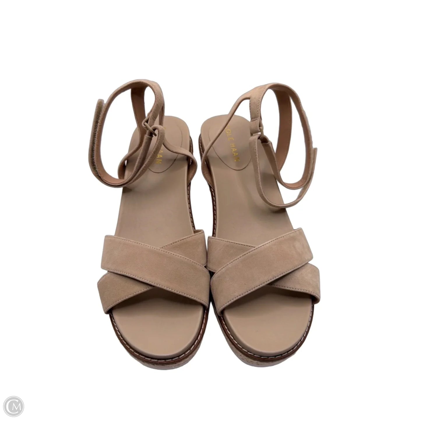 Sandals Heels Wedge By Cole-haan In Beige, Size: 10