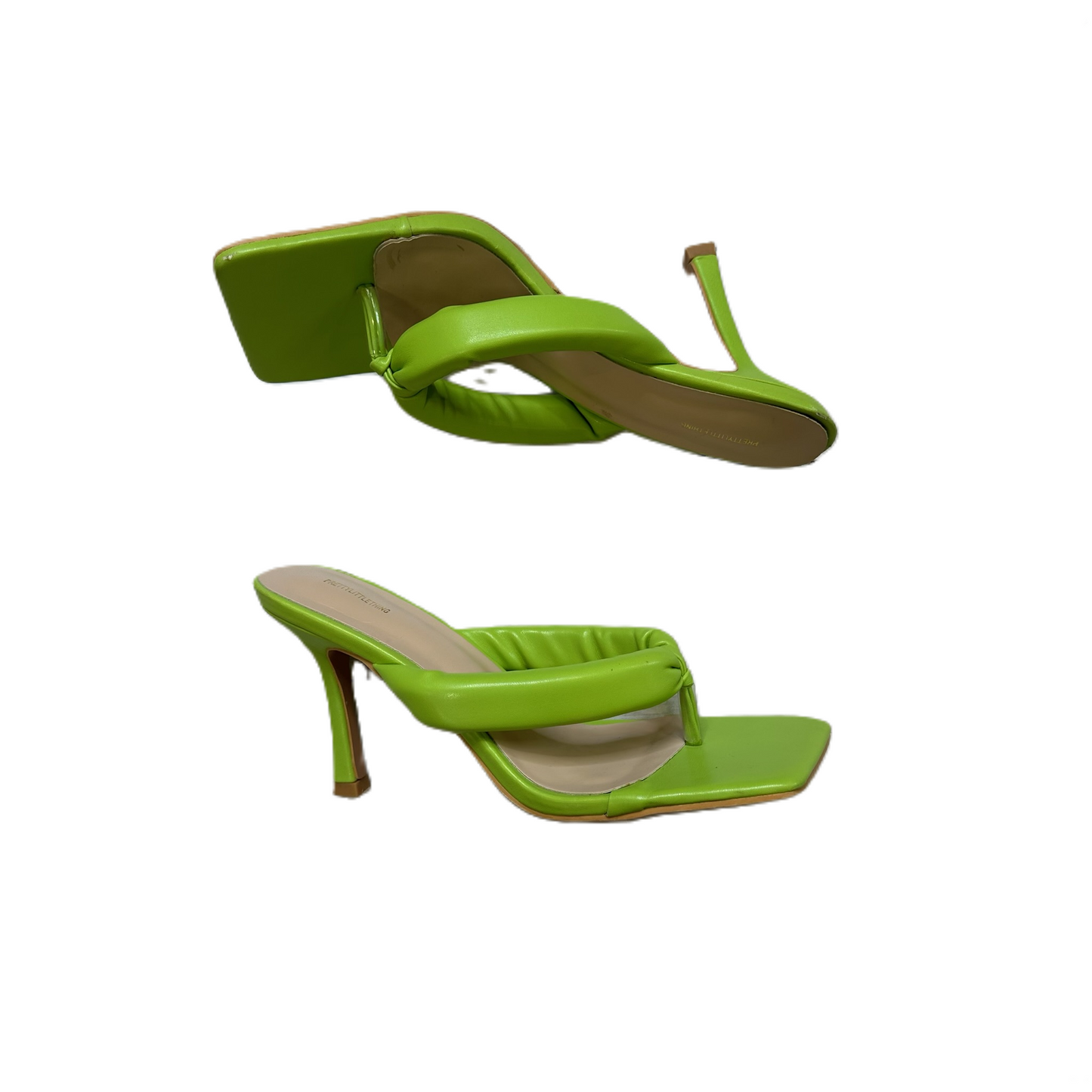 Green Shoes Heels Stiletto By Pretty Little Thing, Size: 5
