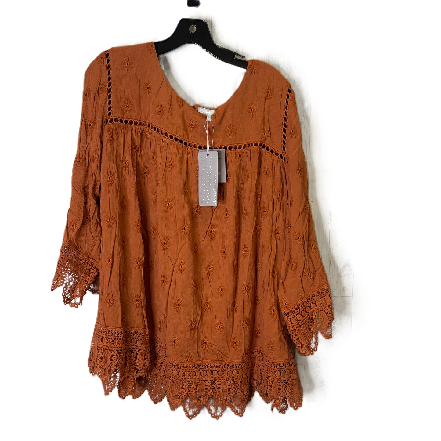 Top Long Sleeve By Daniel Rainn In Orange, Size: 3x