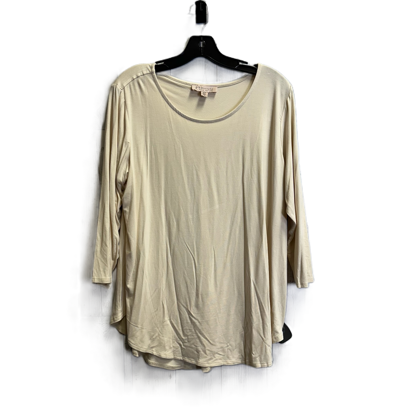 Top Short Sleeve By Philosophy In Cream, Size: 1x