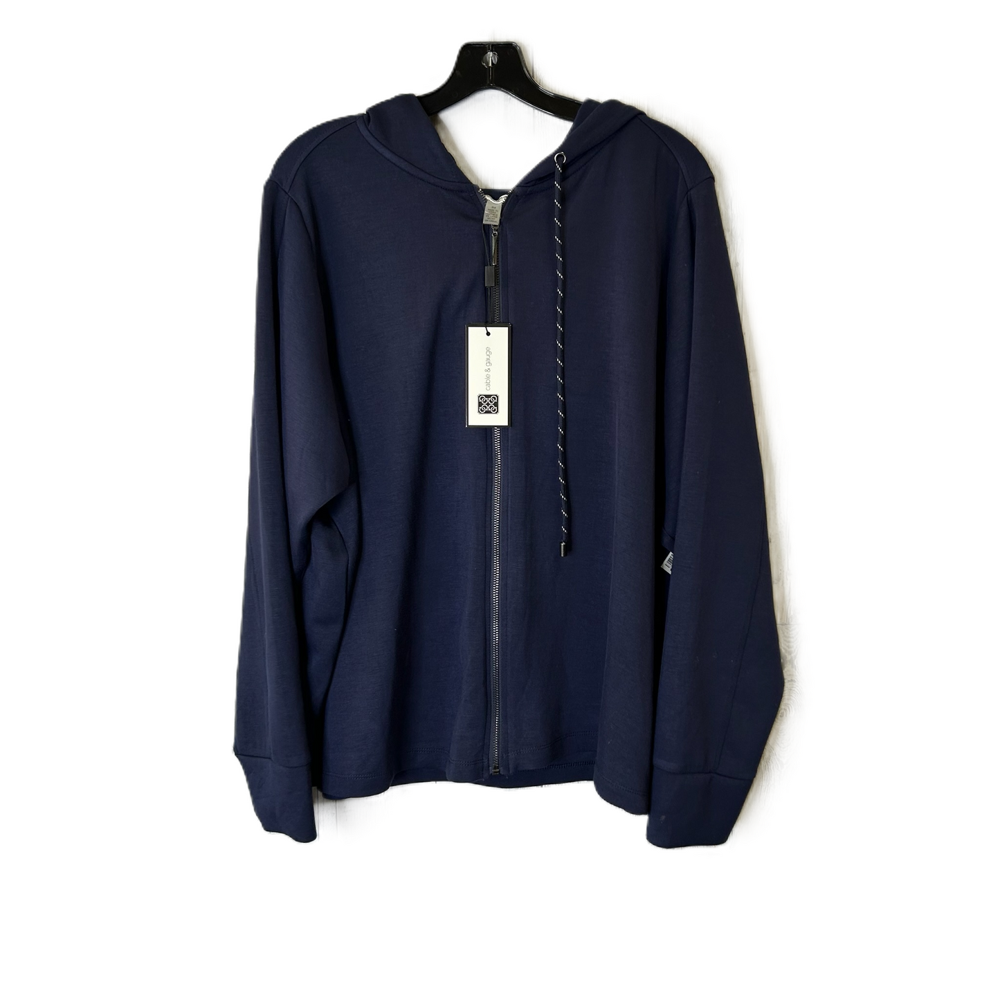 Sweatshirt Hoodie By Cable And Gauge In Navy, Size: 3x