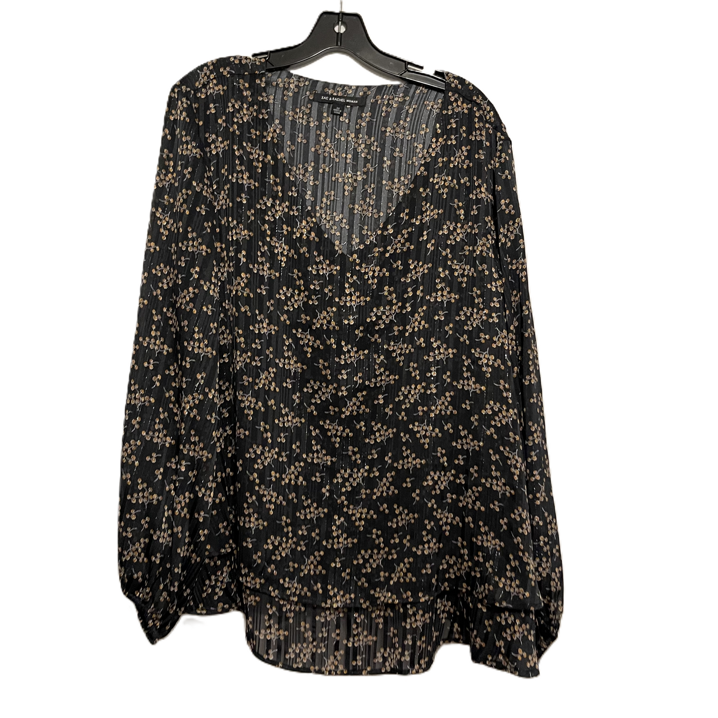 Top Long Sleeve By Zac And Rachel In Black, Size: 3x