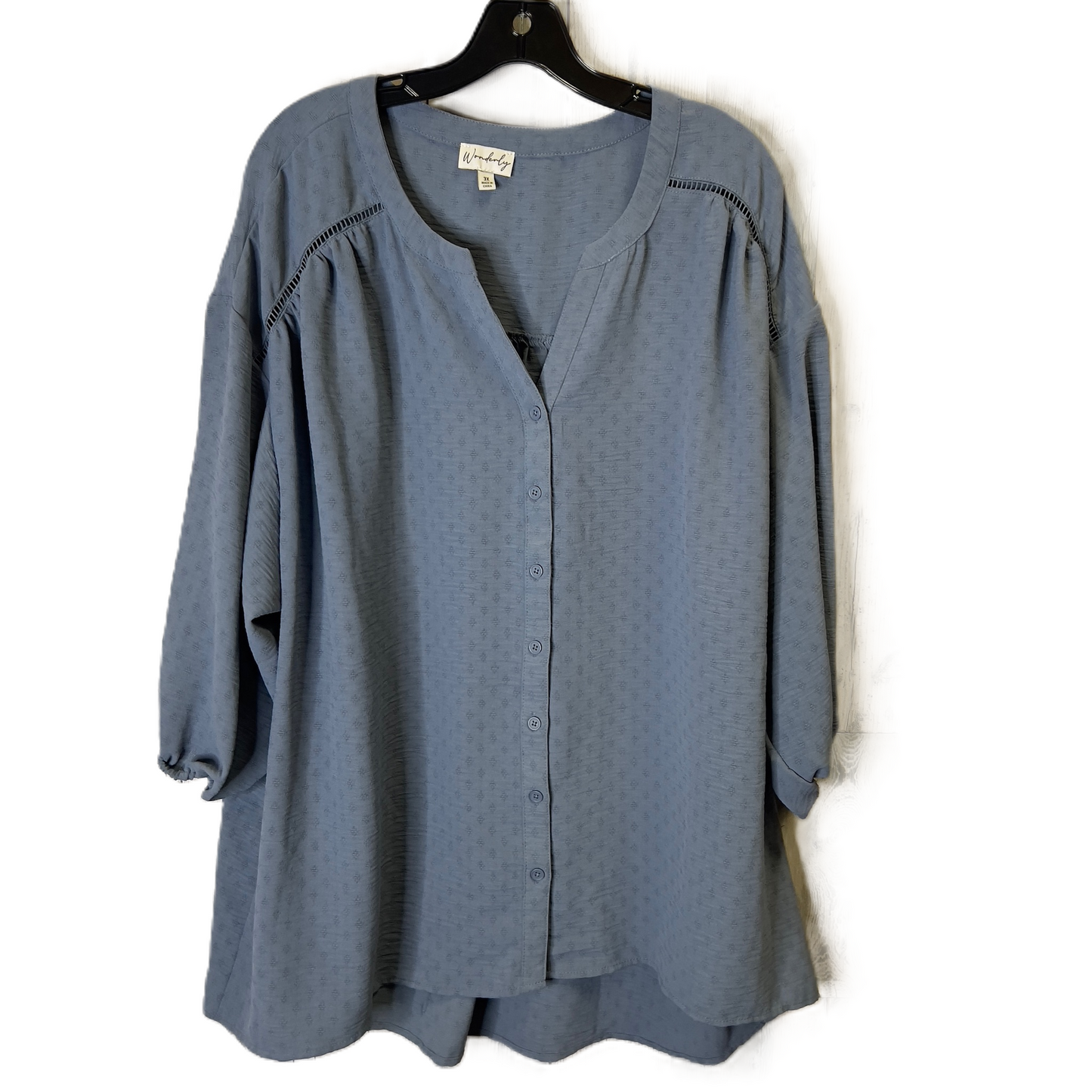 Top Long Sleeve By Wonderly In Blue, Size: 3x