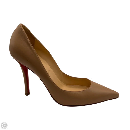 Shoes Luxury Designer By Christian Louboutin In Tan, Size: 8.5