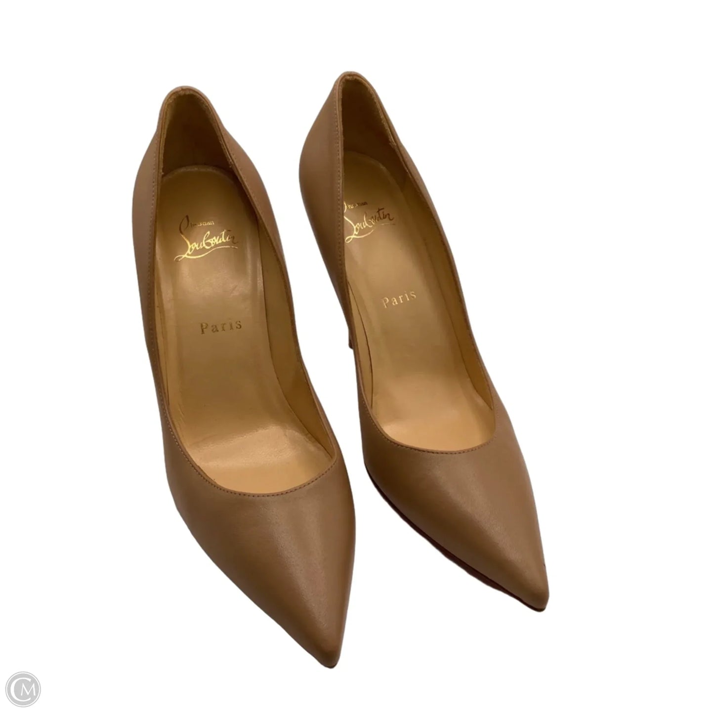 Shoes Luxury Designer By Christian Louboutin In Tan, Size: 8.5