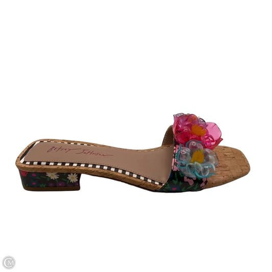 Sandals Heels Block By Betsey Johnson In Floral Print, Size: 8.5