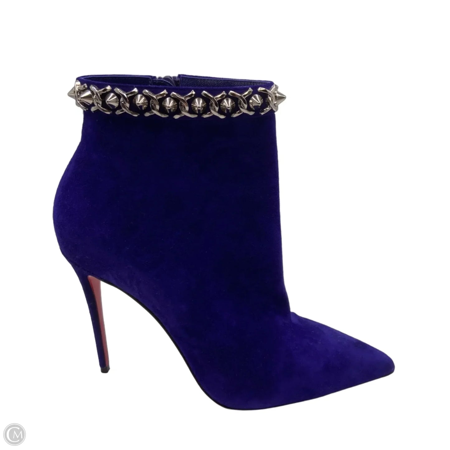 Boots Luxury Designer By Christian Louboutin In Blue, Size: 10