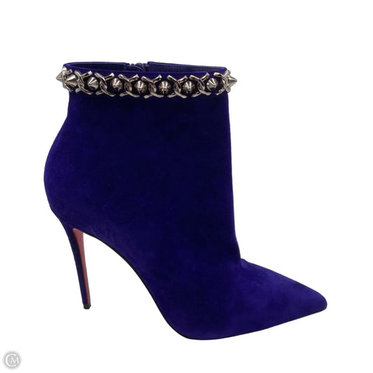 Boots Luxury Designer By Christian Louboutin In Blue, Size: 10