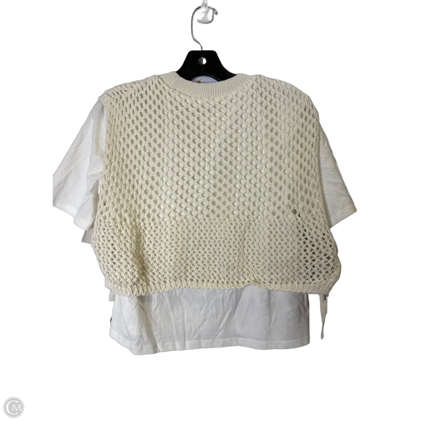 Top Short Sleeve By Zara In Cream & White, Size: S