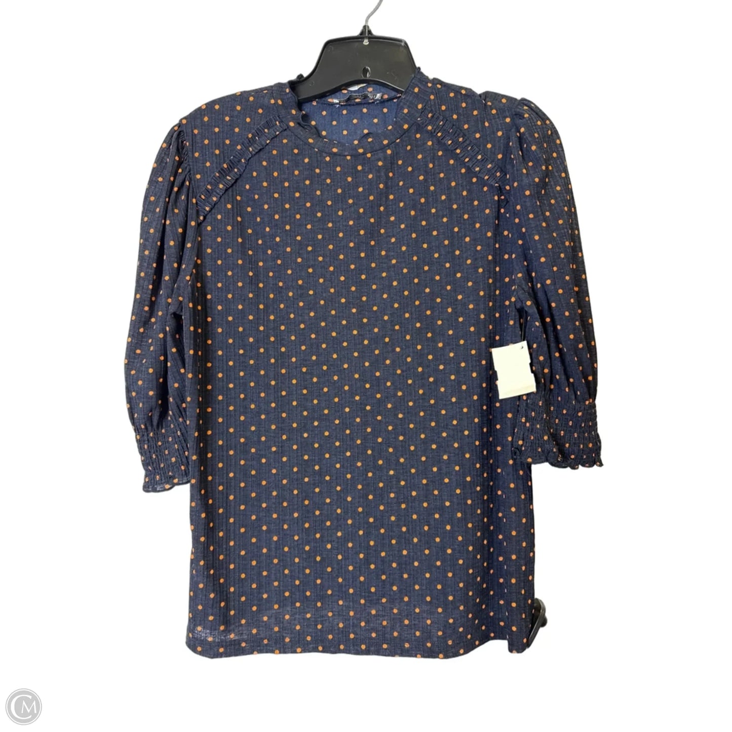 Top Short Sleeve By Zara In Polkadot Pattern, Size: S