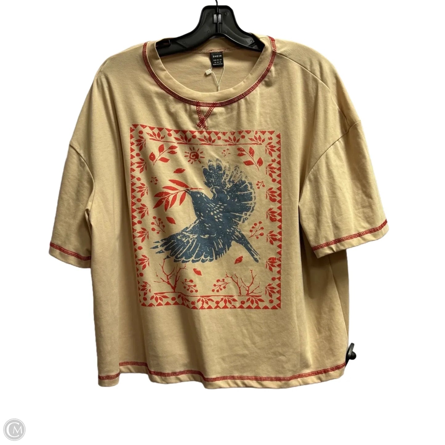 Top Short Sleeve Basic By Shein In Tan, Size: Xl