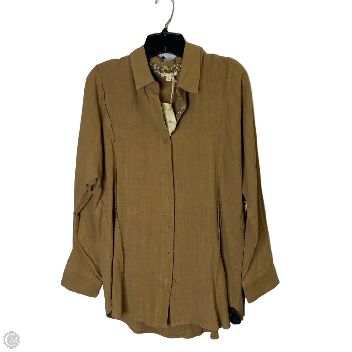 Top Long Sleeve By Hem & Thread In Brown, Size: S