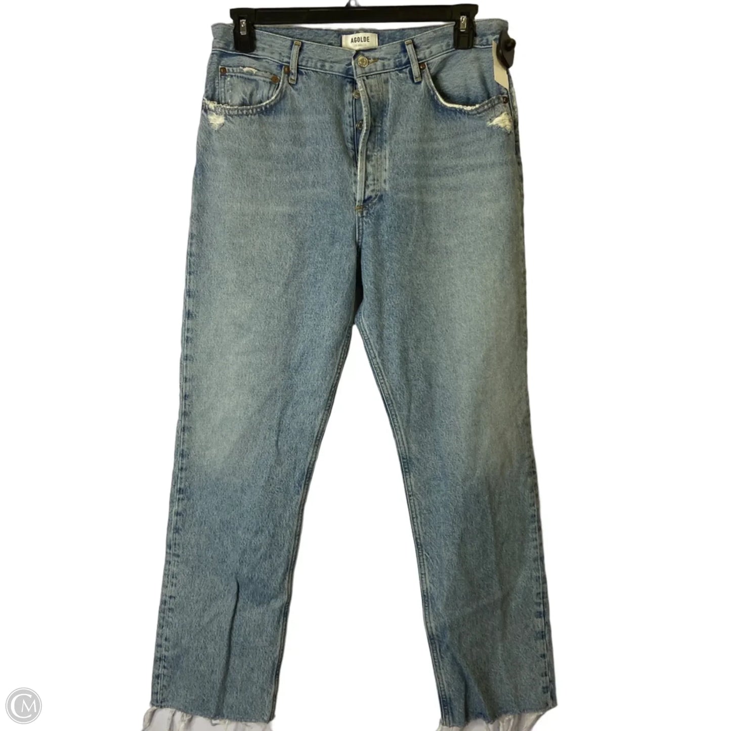 Jeans Straight By Agolde In Blue Denim, Size: 10