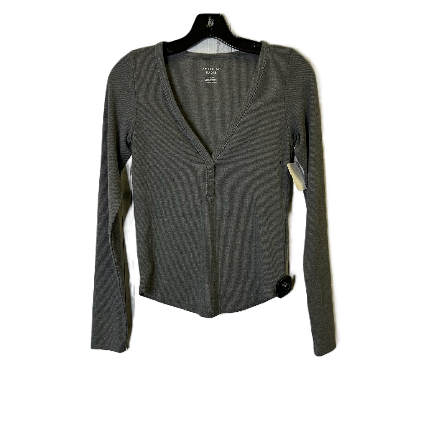 Top Long Sleeve By American Eagle In Grey, Size: S