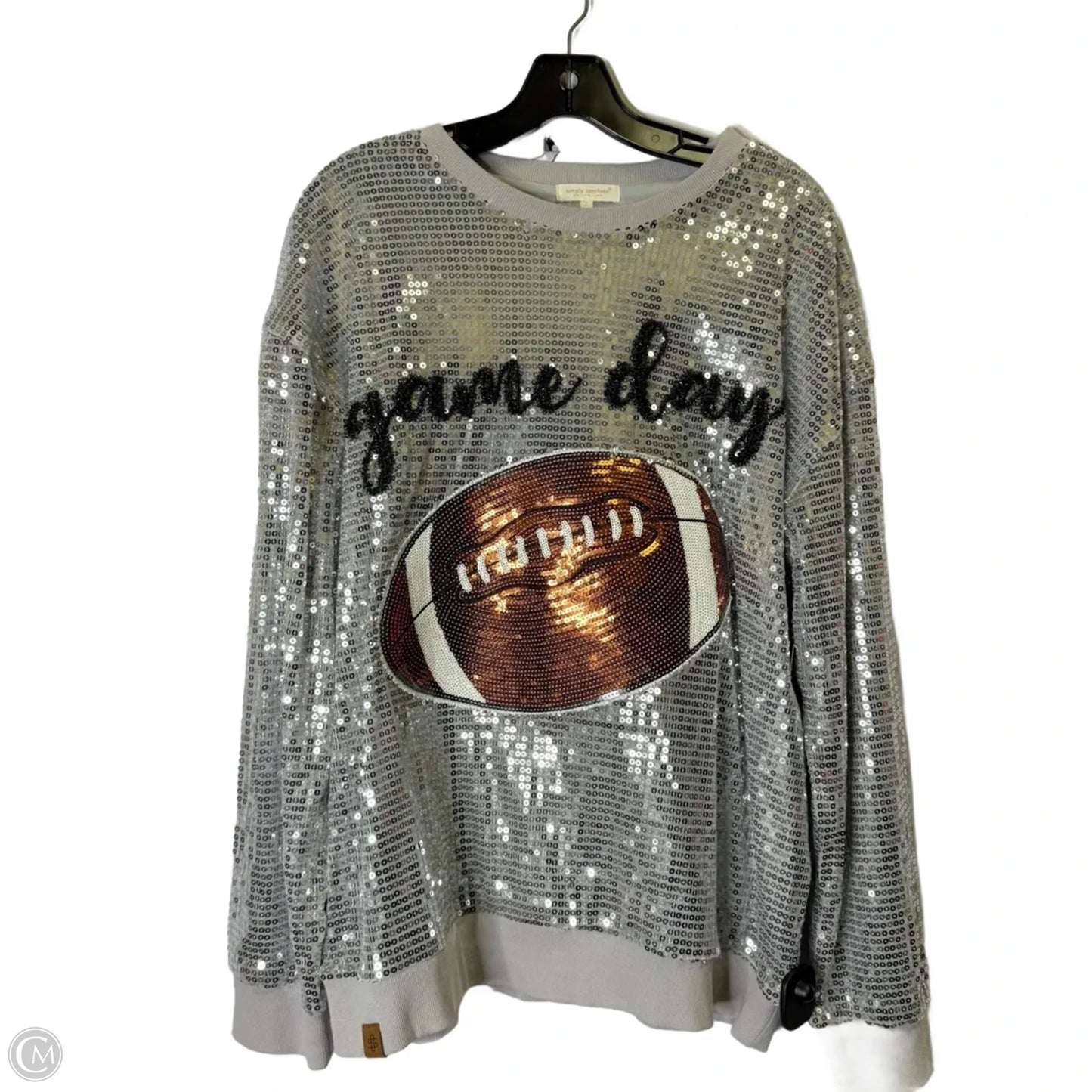 Top Long Sleeve By Simply Southern In Silver, Size: L