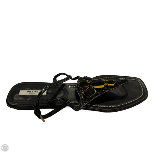 Sandals Luxury Designer By Prada In Black, Size: 8.5