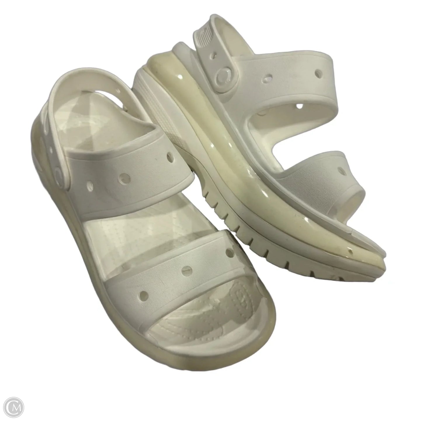 Sandals Heels Platform By Crocs In White, Size: 11
