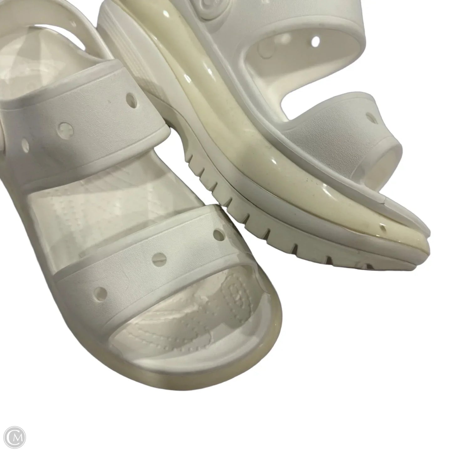 Sandals Heels Platform By Crocs In White, Size: 11