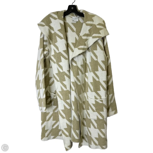 Sweater Cardigan By Cyrus In Brown & Cream, Size: L