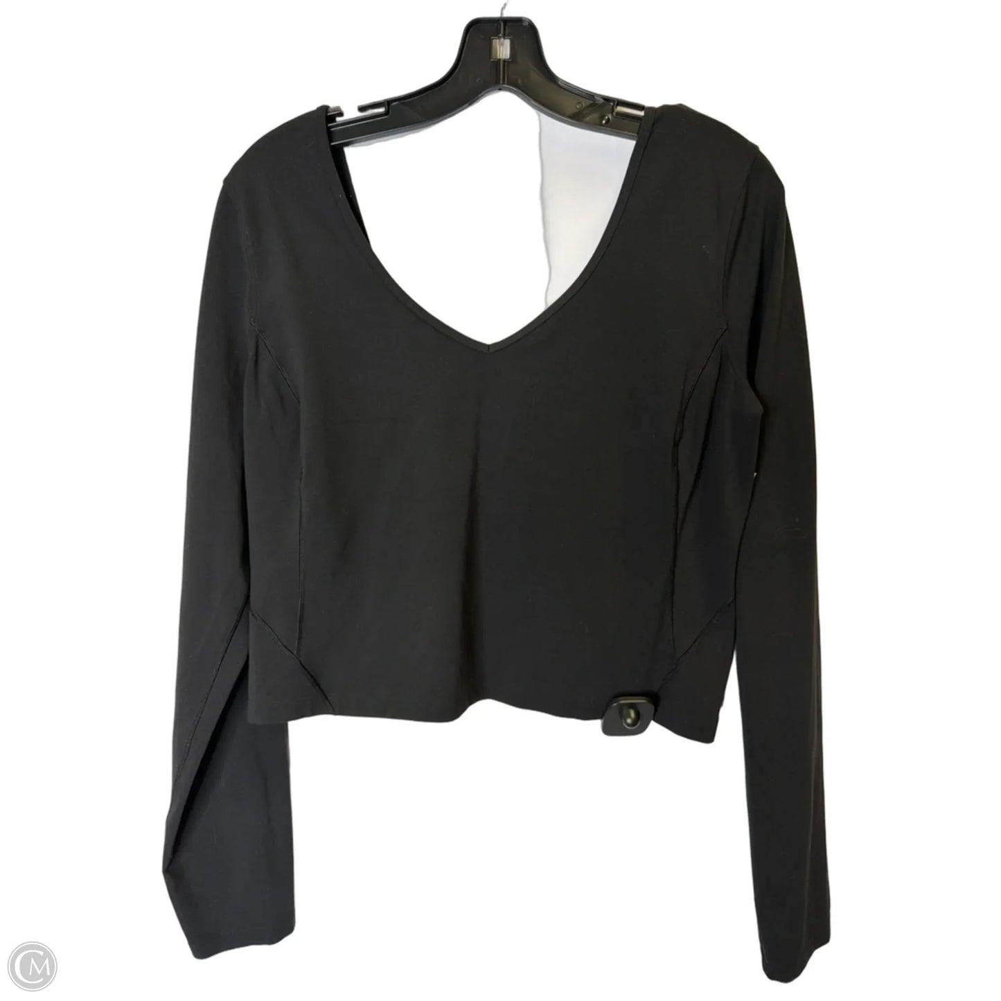 Athletic Top Long Sleeve Collar By Lululemon In Black, Size: L