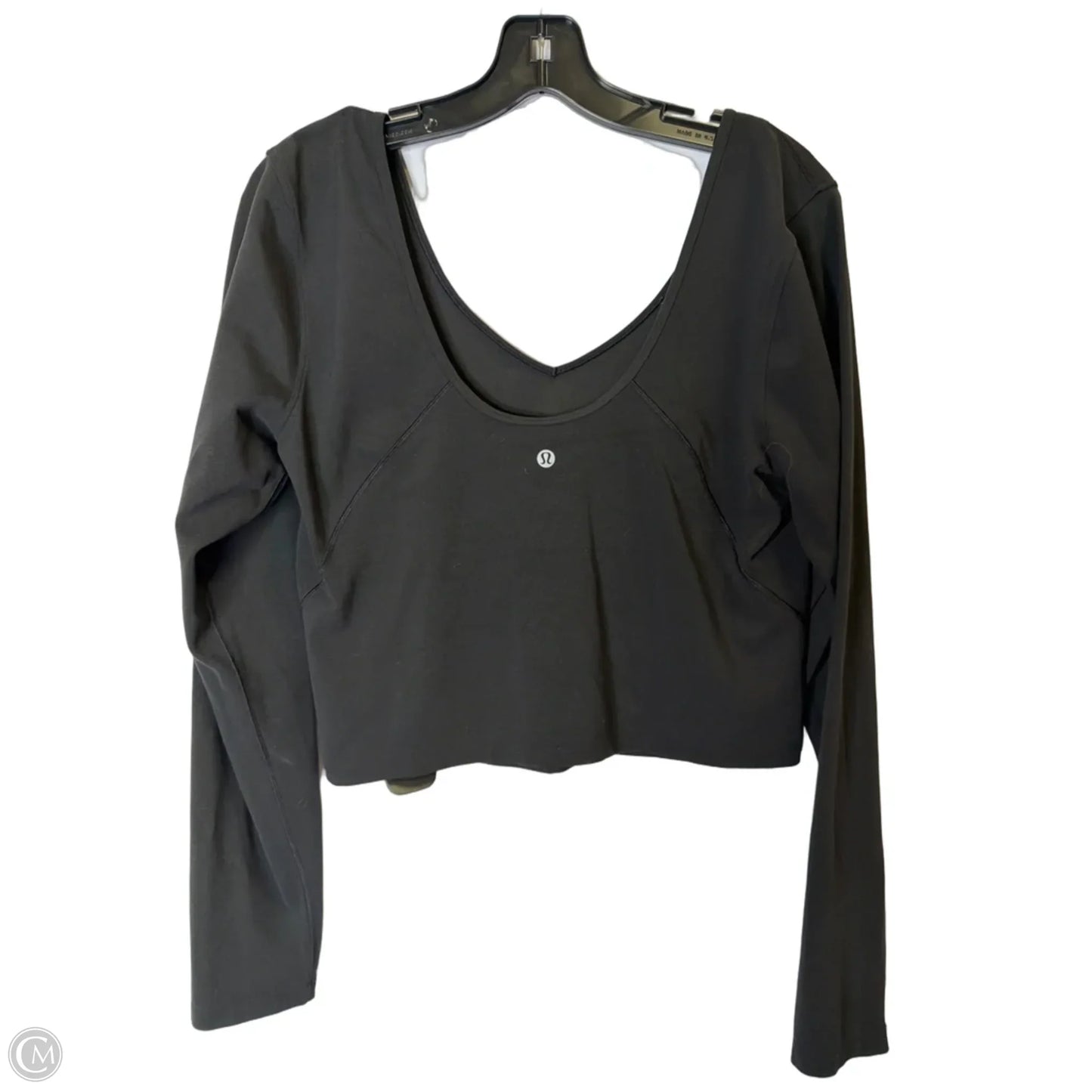 Athletic Top Long Sleeve Collar By Lululemon In Black, Size: L