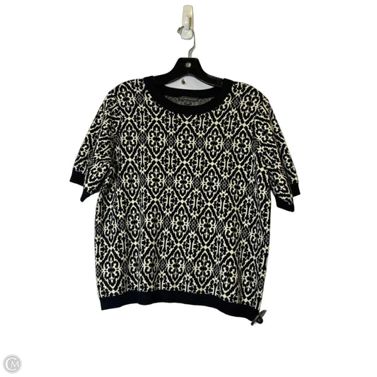 Sweater Short Sleeve By Adrianna Papell In Black & Cream, Size: M