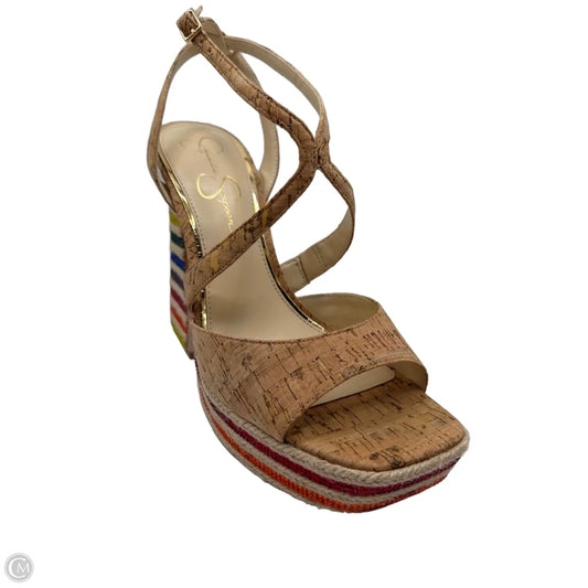 Sandals Heels Platform By Jessica Simpson In Rainbow Print, Size: 10