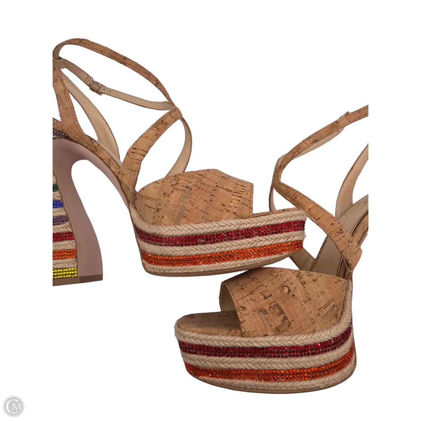 Sandals Heels Platform By Jessica Simpson In Rainbow Print, Size: 10