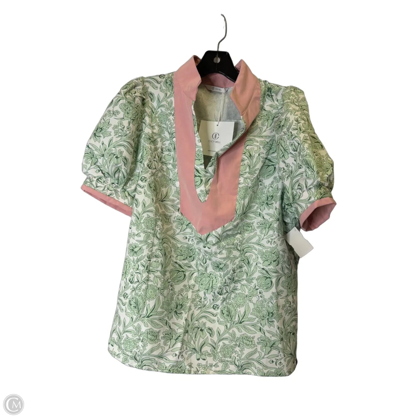 Top Short Sleeve By Clothes Mentor In Green & Pink, Size: M